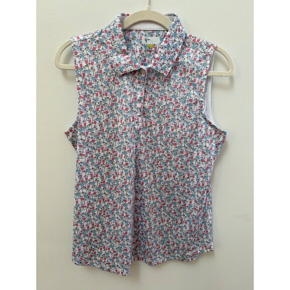 Greg Norman Womens Sleeveless Golf Shirt Drink Martini Margarita Shirt L Tropica - Picture 1 of 5